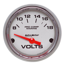 Load image into Gallery viewer, AutoMeter 200756-35 GAUGE, VOLTMETER, 2 1/16", 18V, ELECTRIC, MARINE CHROME