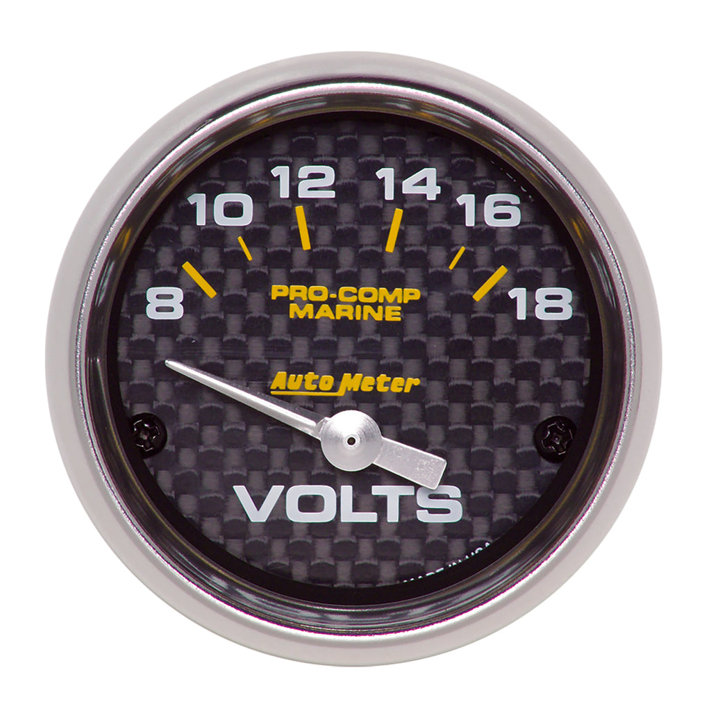 AutoMeter 200756-40 GAUGE, VOLTMETER, 2 1/16", 18V, ELECTRIC, MARINE CARBON FIBER