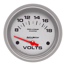 Load image into Gallery viewer, AutoMeter 200757-33 GAUGE, VOLTMETER, 2 5/8", 18V, ELECTRIC, MARINE SILVER