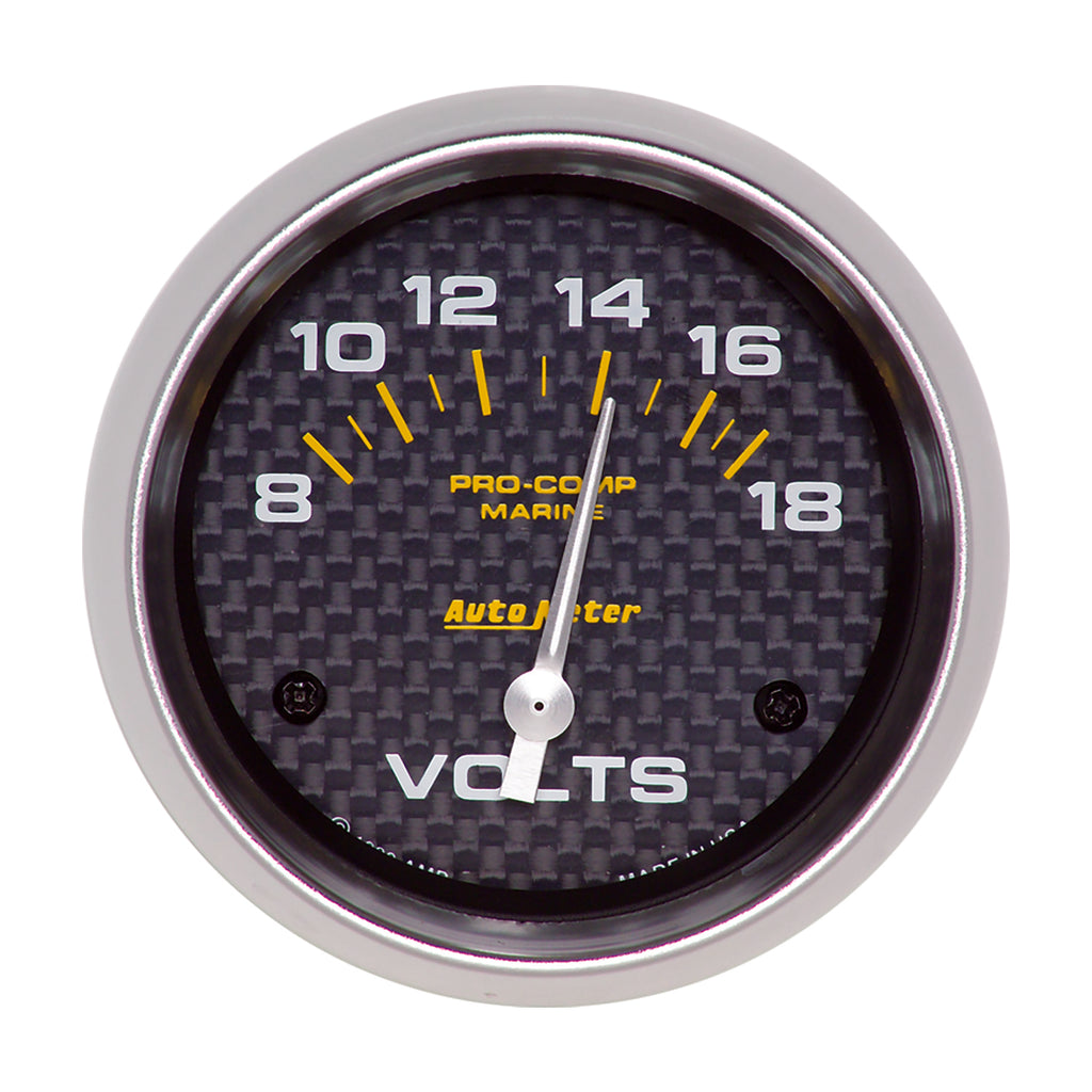 AutoMeter 200757-40 GAUGE, VOLTMETER, 2 5/8", 18V, ELECTRIC, MARINE CARBON FIBER