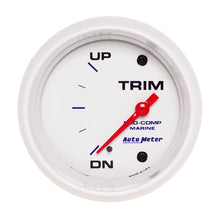 Load image into Gallery viewer, AutoMeter 200767 GAUGE, TRIM LEVEL, 2 5/8", 0ODOWN-90OUP, ELECTRIC, MARINE WHITE