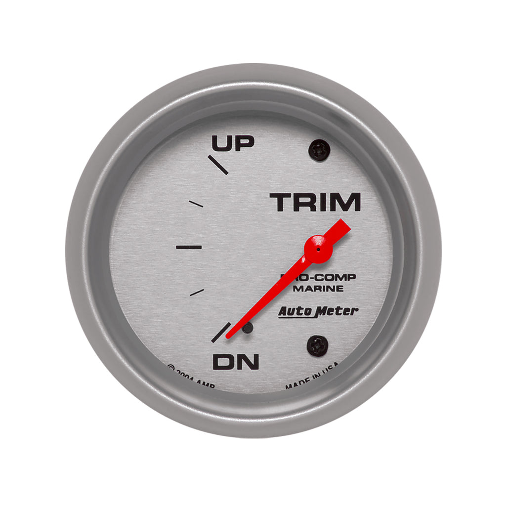 AutoMeter 200767-33 GAUGE, TRIM LEVEL, 2 5/8", 0ODOWN-90OUP, ELECTRIC, MARINE SILVER