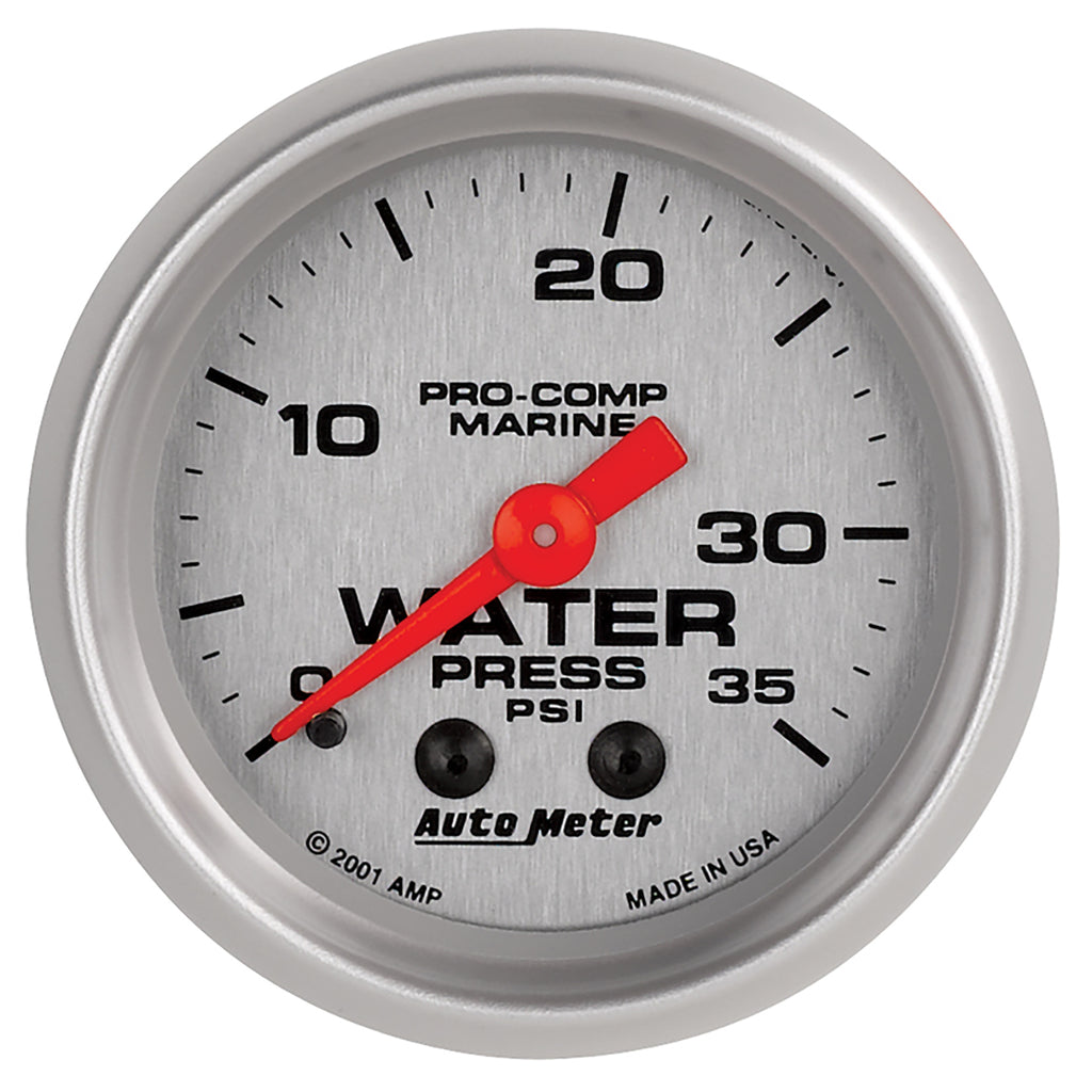 AutoMeter 200772-33 GAUGE, WATER PRESS, 2 1/16", 35PSI, MECHANICAL, MARINE SILVER