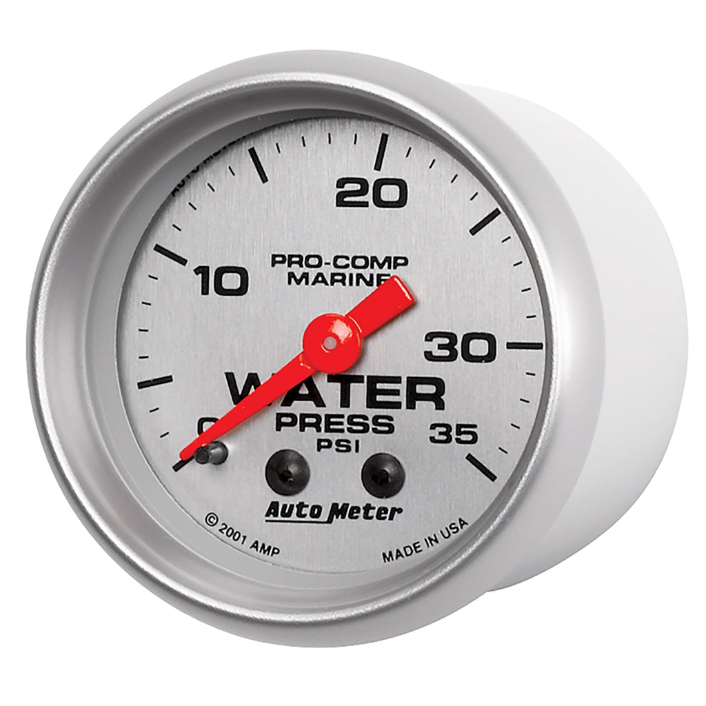 AutoMeter 200772-33 GAUGE, WATER PRESS, 2 1/16", 35PSI, MECHANICAL, MARINE SILVER