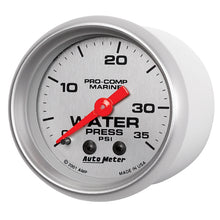 Load image into Gallery viewer, AutoMeter 200772-33 GAUGE, WATER PRESS, 2 1/16", 35PSI, MECHANICAL, MARINE SILVER