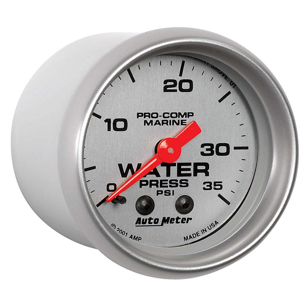 AutoMeter 200772-33 GAUGE, WATER PRESS, 2 1/16", 35PSI, MECHANICAL, MARINE SILVER