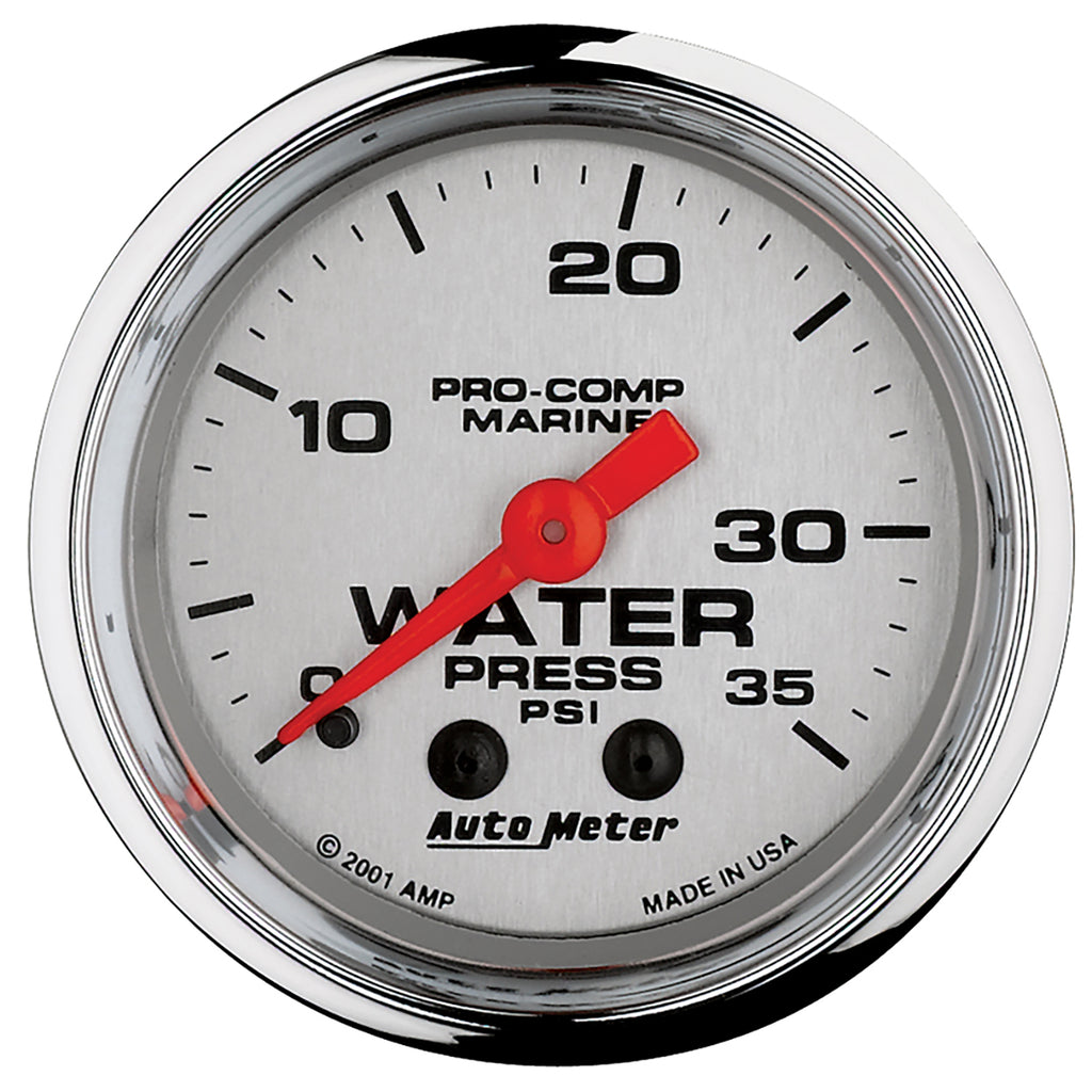 AutoMeter 200772-35 GAUGE, WATER PRESS, 2 1/16", 35PSI, MECHANICAL, MARINE CHROME