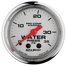 Load image into Gallery viewer, AutoMeter 200772-35 GAUGE, WATER PRESS, 2 1/16", 35PSI, MECHANICAL, MARINE CHROME