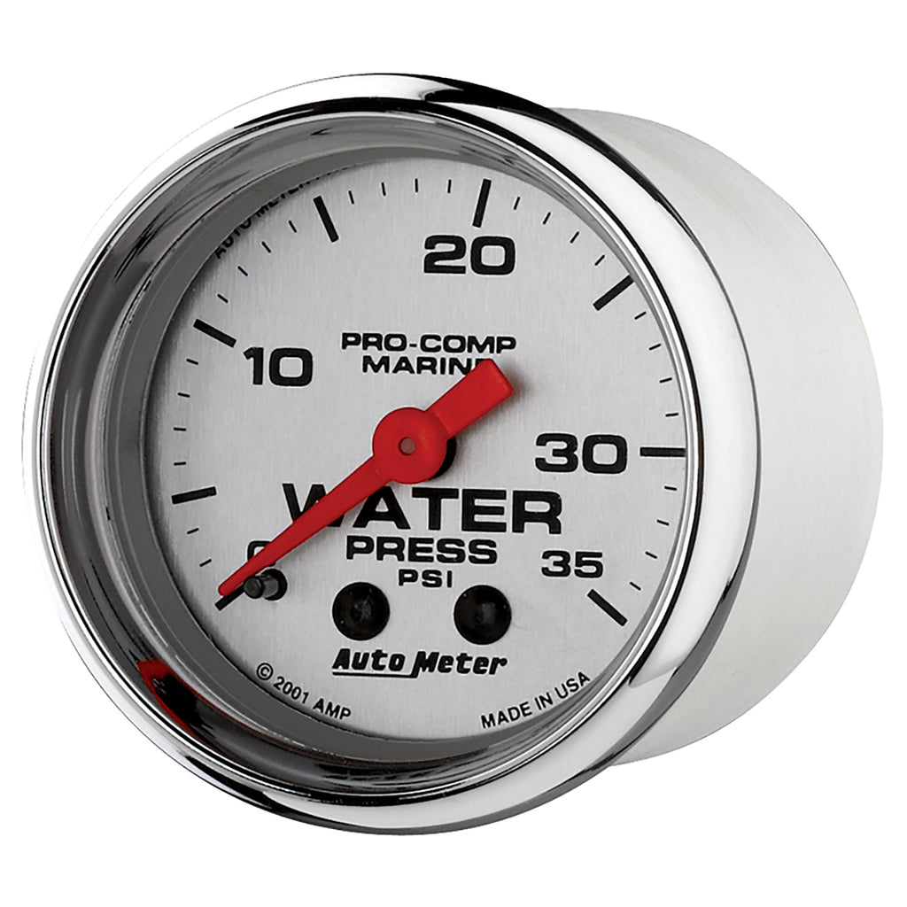 AutoMeter 200772-35 GAUGE, WATER PRESS, 2 1/16", 35PSI, MECHANICAL, MARINE CHROME