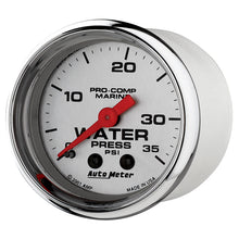 Load image into Gallery viewer, AutoMeter 200772-35 GAUGE, WATER PRESS, 2 1/16", 35PSI, MECHANICAL, MARINE CHROME