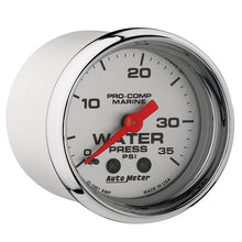 Load image into Gallery viewer, AutoMeter 200772-35 GAUGE, WATER PRESS, 2 1/16", 35PSI, MECHANICAL, MARINE CHROME