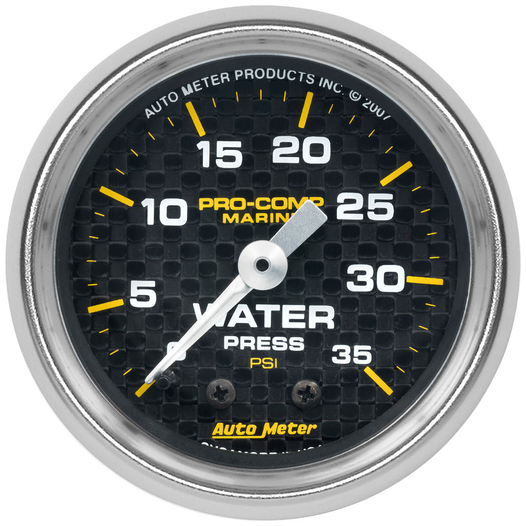 AutoMeter 200772-40 GAUGE, WATER PRESS, 2 1/16", 35PSI, MECHANICAL, MARINE CARBON FIBER
