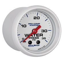 Load image into Gallery viewer, AutoMeter 200772 GAUGE, WATER PRESS, 2 1/16", 35PSI, MECHANICAL, MARINE WHITE