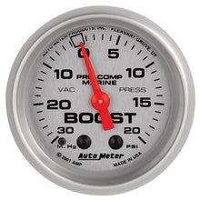 Load image into Gallery viewer, AutoMeter 200774-33 GAUGE, VAC/BOOST, 2 1/16", 30INHG-20PSI, MECHANICAL, MARINE SILVER