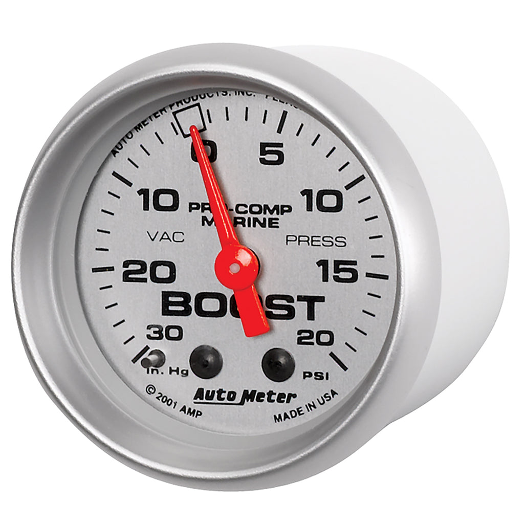 AutoMeter 200774-33 GAUGE, VAC/BOOST, 2 1/16", 30INHG-20PSI, MECHANICAL, MARINE SILVER