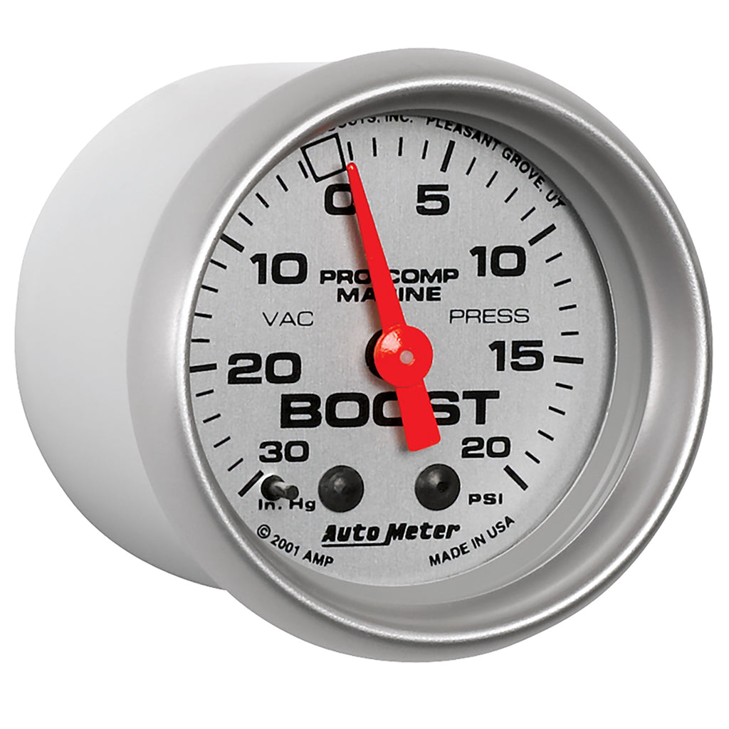 AutoMeter 200774-33 GAUGE, VAC/BOOST, 2 1/16", 30INHG-20PSI, MECHANICAL, MARINE SILVER