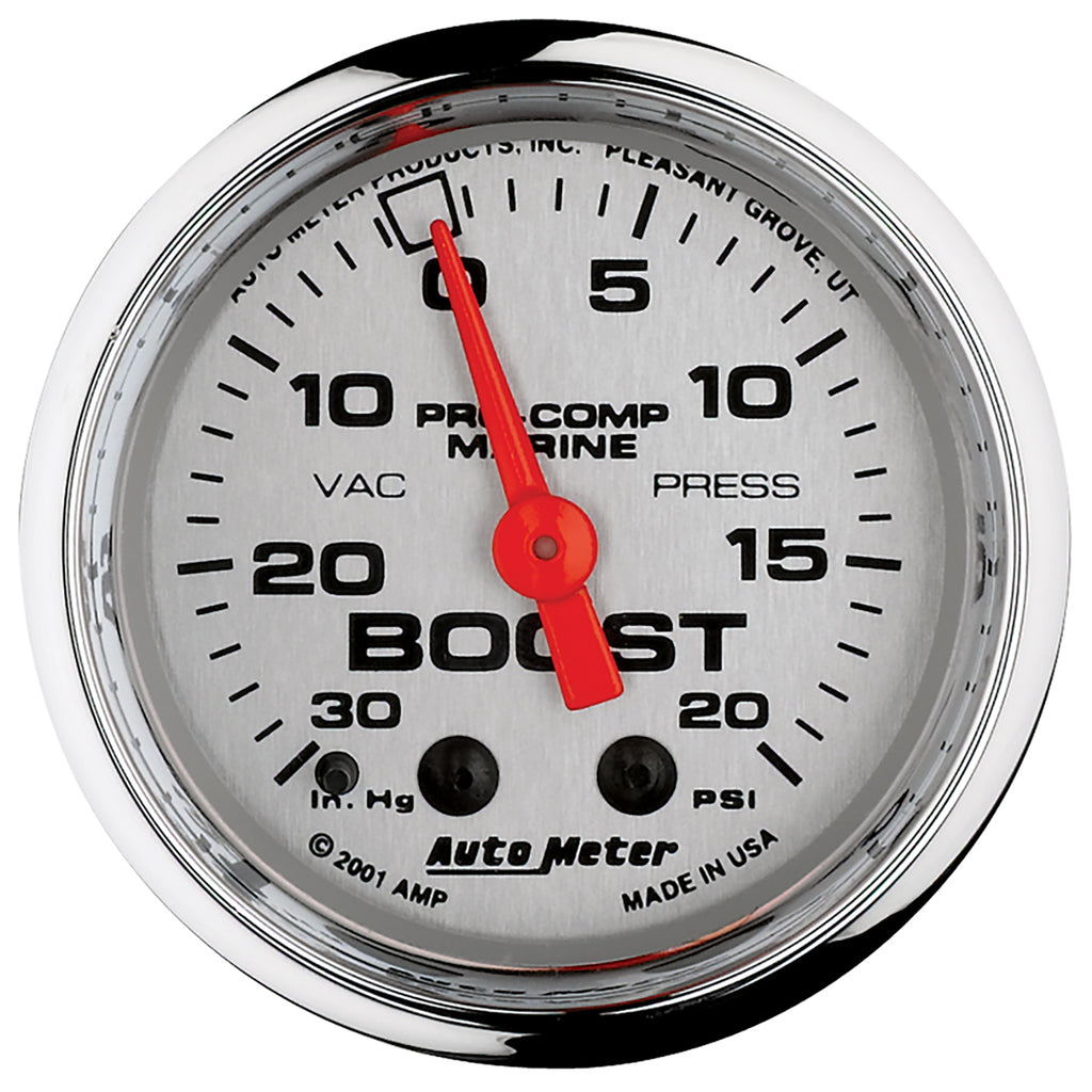 AutoMeter 200774-35 GAUGE, VAC/BOOST, 2 1/16", 30INHG-20PSI, MECHANICAL, MARINE CHROME