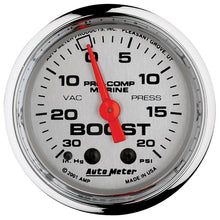 Load image into Gallery viewer, AutoMeter 200774-35 GAUGE, VAC/BOOST, 2 1/16", 30INHG-20PSI, MECHANICAL, MARINE CHROME