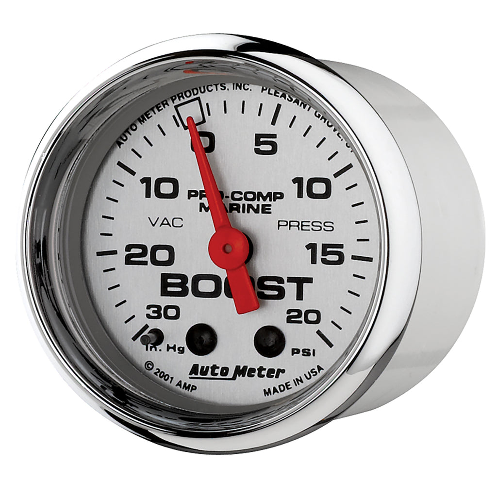AutoMeter 200774-35 GAUGE, VAC/BOOST, 2 1/16", 30INHG-20PSI, MECHANICAL, MARINE CHROME