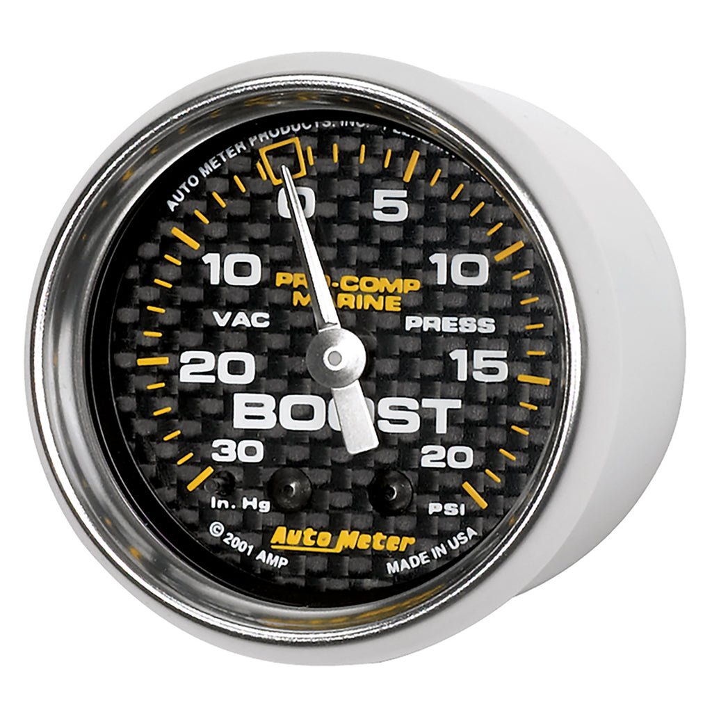 AutoMeter 200774-40 GAUGE, VAC/BOOST, 2 1/16", 30INHG-20PSI, MECHANICAL, MARINE CARBON FIBER