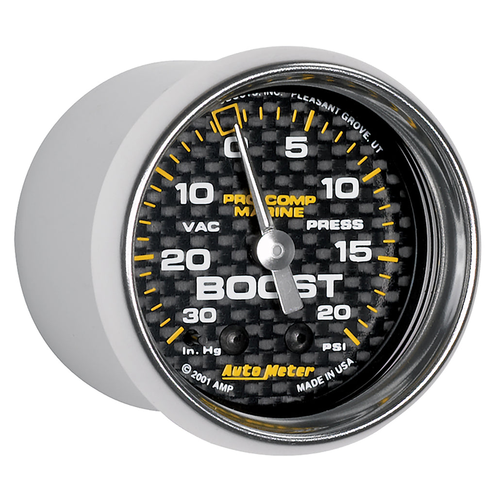 AutoMeter 200774-40 GAUGE, VAC/BOOST, 2 1/16", 30INHG-20PSI, MECHANICAL, MARINE CARBON FIBER