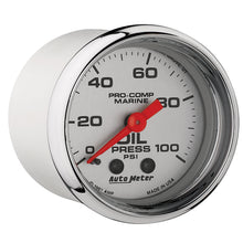 Load image into Gallery viewer, AutoMeter 200790-35 GAUGE, OIL PRESSURE, 2 1/16", 100PSI, MECHANICAL, MARINE CHROME