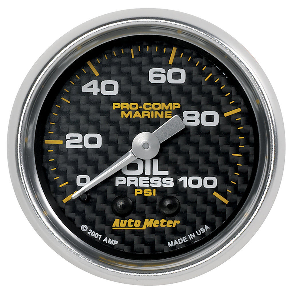 AutoMeter 200790-40 GAUGE, OIL PRESSURE, 2 1/16", 100PSI, MECHANICAL, MARINE CARBON FIBER