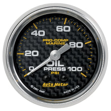 Load image into Gallery viewer, AutoMeter 200790-40 GAUGE, OIL PRESSURE, 2 1/16", 100PSI, MECHANICAL, MARINE CARBON FIBER