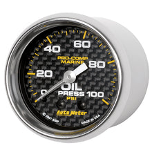 Load image into Gallery viewer, AutoMeter 200790-40 GAUGE, OIL PRESSURE, 2 1/16", 100PSI, MECHANICAL, MARINE CARBON FIBER