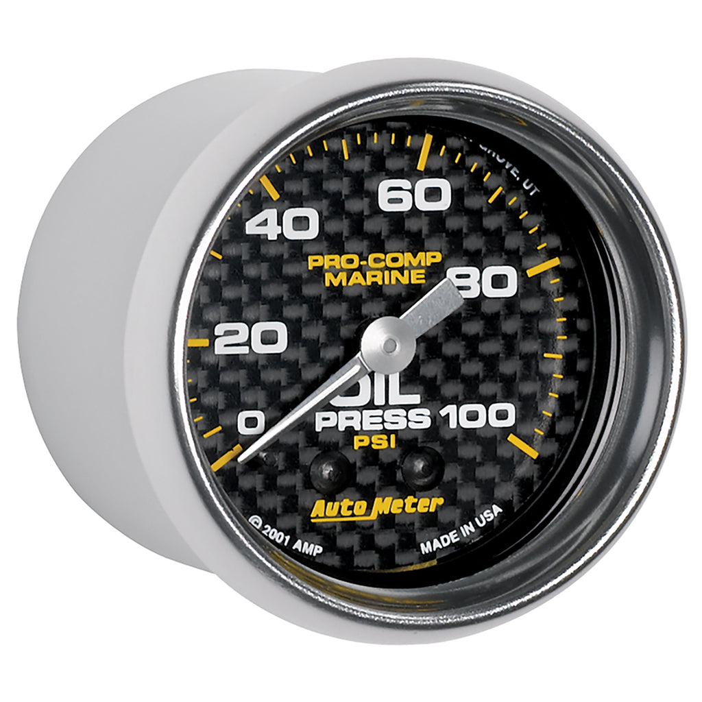 AutoMeter 200790-40 GAUGE, OIL PRESSURE, 2 1/16", 100PSI, MECHANICAL, MARINE CARBON FIBER