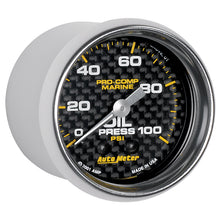 Load image into Gallery viewer, AutoMeter 200790-40 GAUGE, OIL PRESSURE, 2 1/16", 100PSI, MECHANICAL, MARINE CARBON FIBER