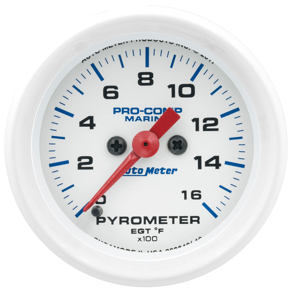 AutoMeter 200842 GAUGE, PYROMETER, 2 1/16", 0-1,600?F, MARINE WHITE