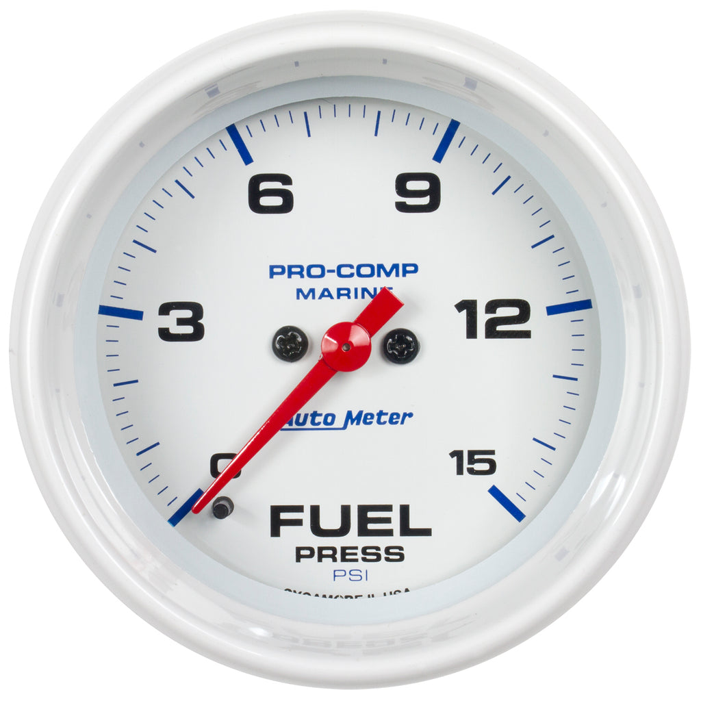AutoMeter 200848 GAUGE, FUEL PRESSURE, 2 1/16", 15PSI, DIGITAL STEPPER MOTOR, MARINE WHITE