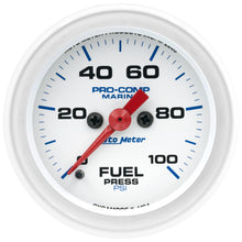 Load image into Gallery viewer, AutoMeter 200850 GAUGE, FUEL PRESSURE, 2 1/16", 100PSI, DIGITAL STEPPER MOTOR, MARINE WHITE
