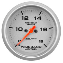 Load image into Gallery viewer, AutoMeter 200870-33 GAUGE, AIR/FUEL RATIO-WIDEBAND, ANALOG, 2 5/8", 8:1-18:1, STPR MTR, MARINE SILVR