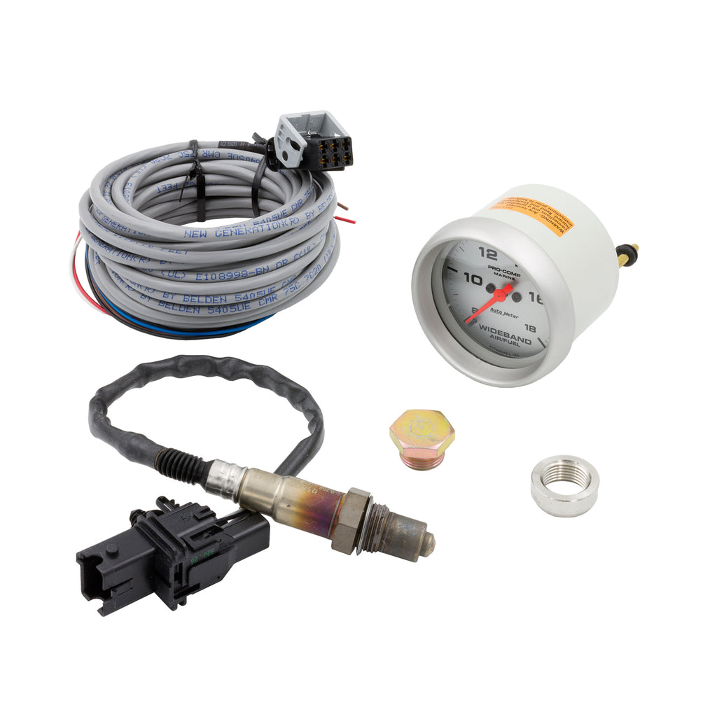 AutoMeter 200870-33 GAUGE, AIR/FUEL RATIO-WIDEBAND, ANALOG, 2 5/8", 8:1-18:1, STPR MTR, MARINE SILVR