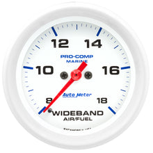 Load image into Gallery viewer, AutoMeter 200870 GAUGE, AIR/FUEL RATIO-WIDEBAND, ANALOG, 2 5/8", 8:1-18:1, STPR MTR, MARINE WHITE