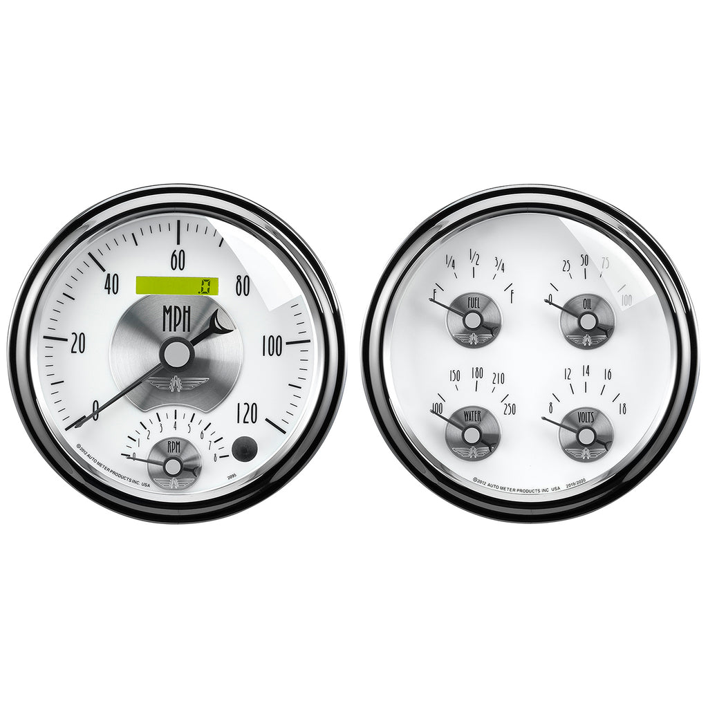 AutoMeter 2008 GAUGE KIT, 2 PC., QUAD & TACH/SPEEDO, 5", PRESTIGE PEARL