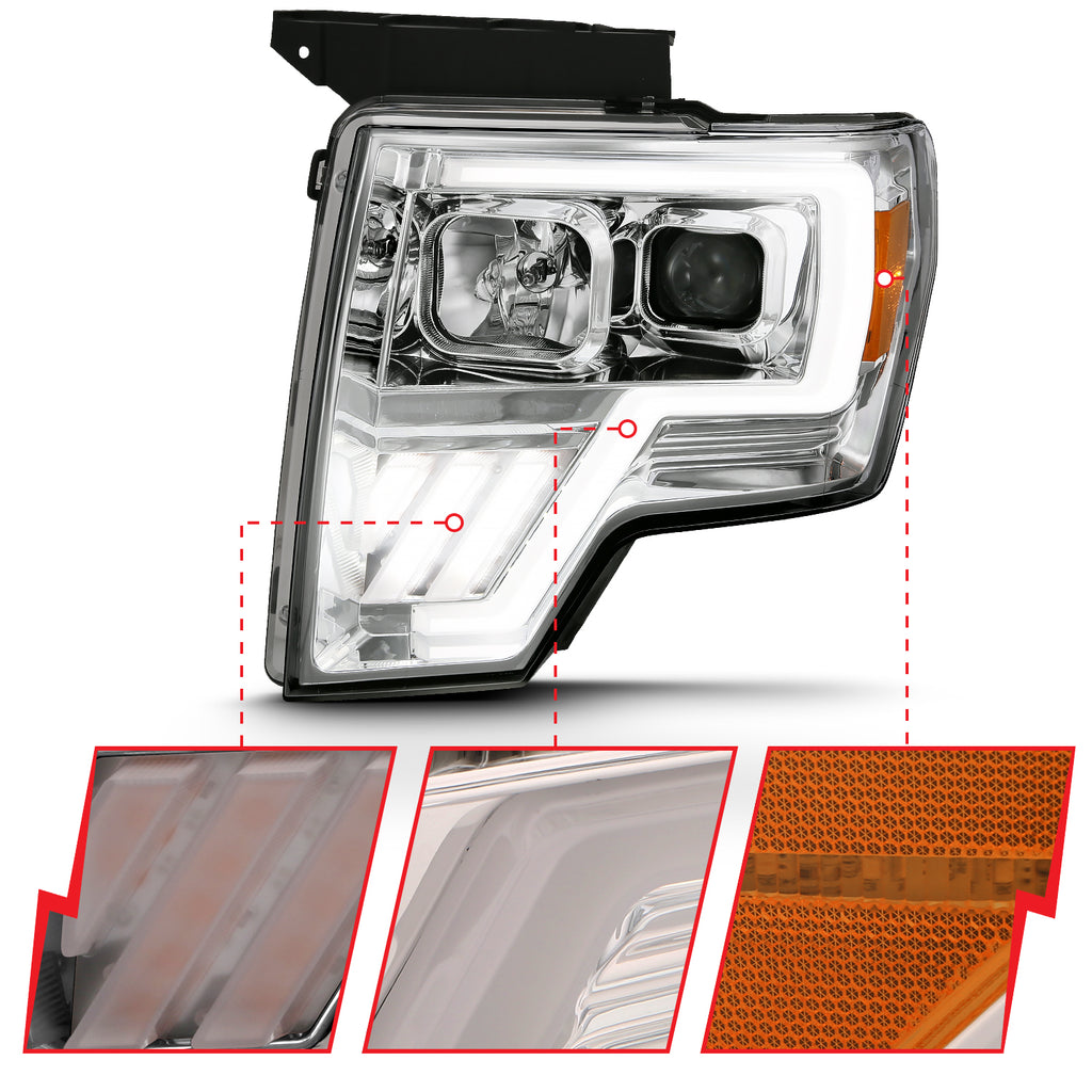 2009-2013-Ford-F-150-Projector-Light-Bar-G4-Switchback-H.L.-Chrome-Amber