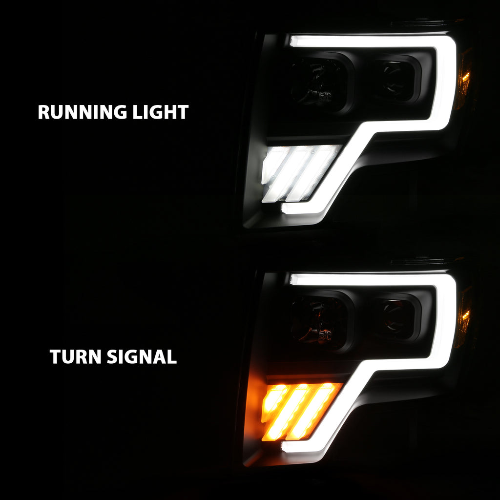 2009-2013-Ford-F-150-Projector-Light-Bar-G4-Switchback-H.L.Black-Amber