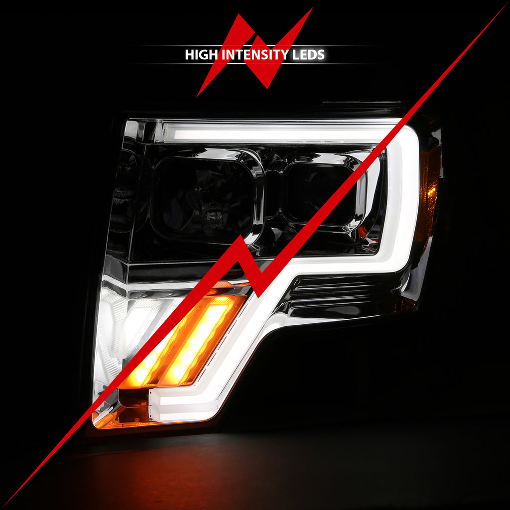 2009-2013-Ford-F-150-Projector-Light-Bar-G4-Switchback-H.L.-Chrome-Amber