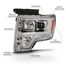 Load image into Gallery viewer, 2009-2014-Ford-F-150-Projector-Headlight-Plank-Style-Chrome-Amber