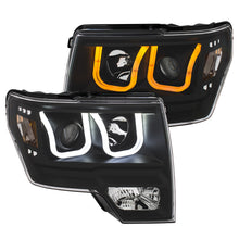 Load image into Gallery viewer, 2009-2014-Ford-F-150-Projector-Headlights-W-U-Bar-Switchback-Black-W-Amber
