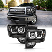Load image into Gallery viewer, 2009-2014-Ford-F-150-Projector-Headlights-W-U-Bar-Switchback-Black-W-Amber