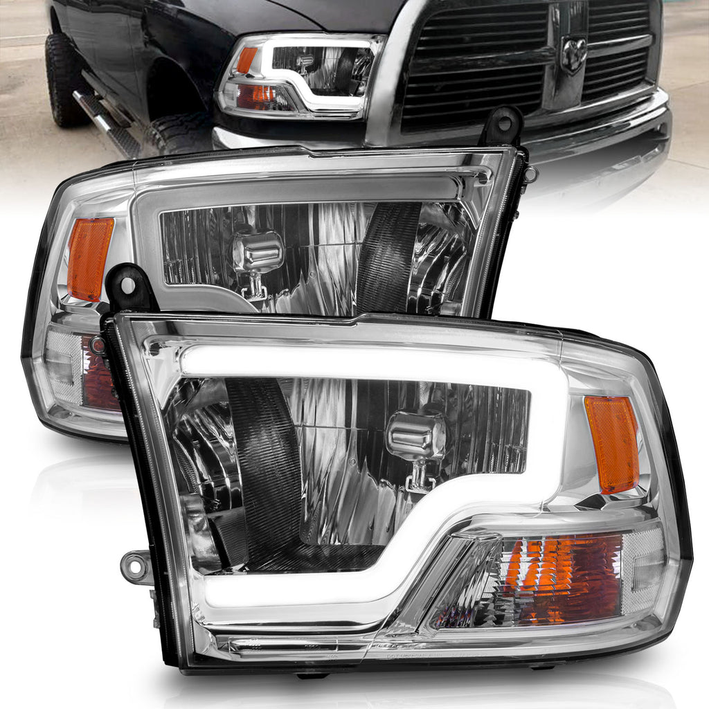 2009-2018-Dodge-Ram-1500-2500-3500-Crystal-Headlights-W-Light-Bar-Chrome-Housing