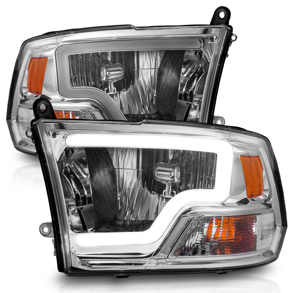 2009-2018-Dodge-Ram-1500-2500-3500-Crystal-Headlights-W-Light-Bar-Chrome-Housing