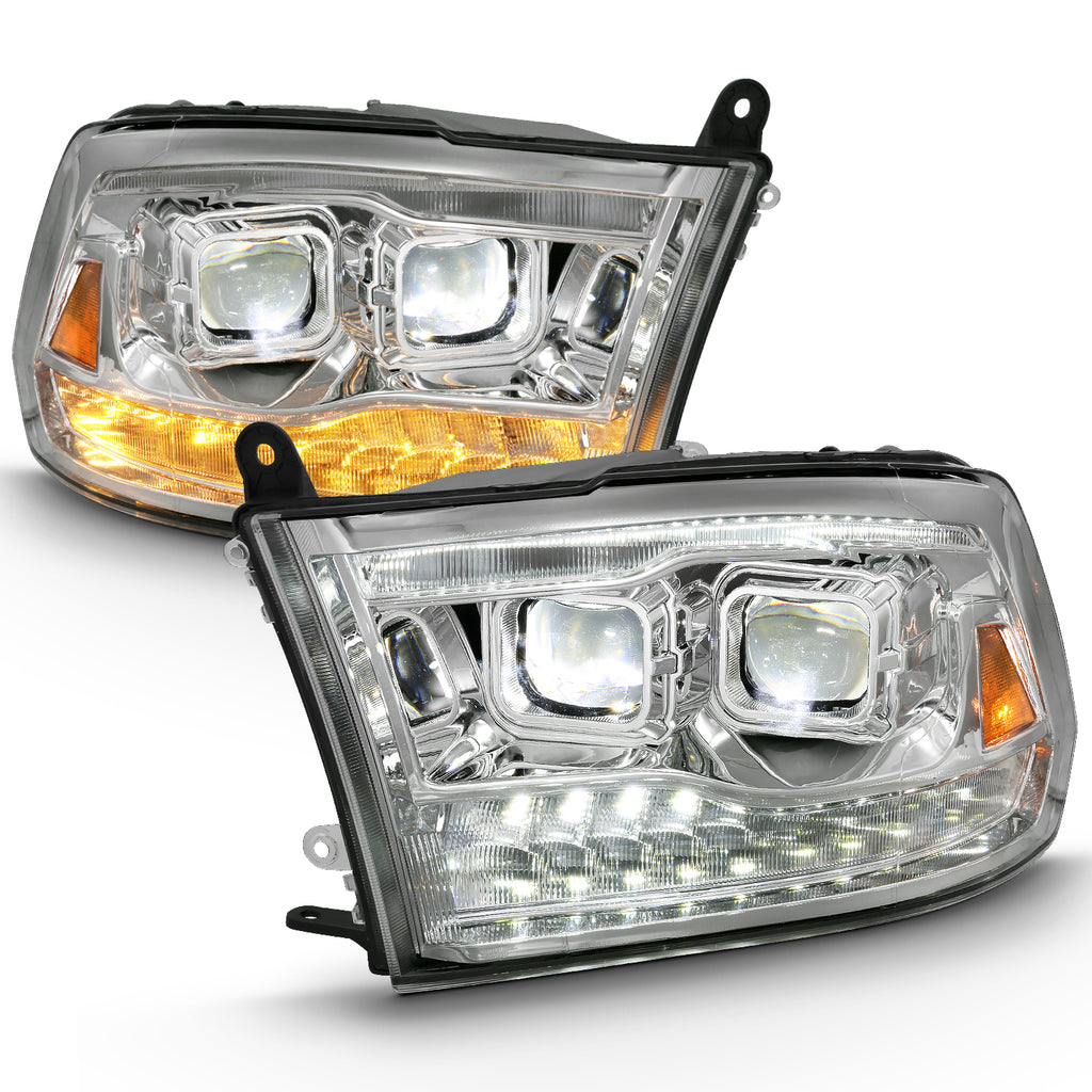 2009-2018-Dodge-Ram-1500-Led-Projector-Plank-Style-Switchback-H.L-Halo-Chrome-Amber-(Oe-Style)