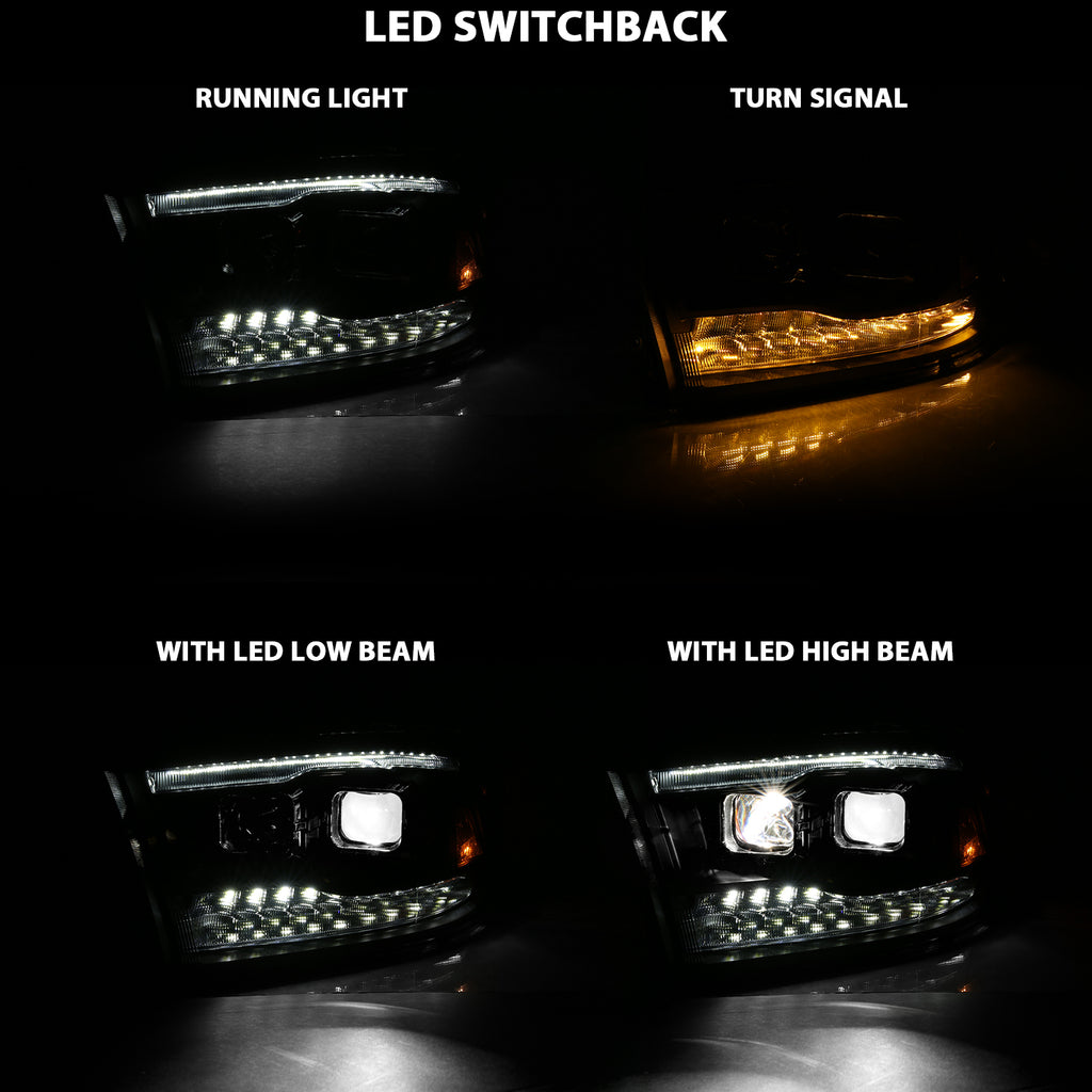 2009-2018-Dodge-Ram-1500-Led-Projector-Plank-Style-Switchback-H.L-Halo-Black-Amber-(Oe-Style)