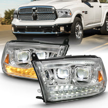 Load image into Gallery viewer, 2009-2018-Dodge-Ram-1500-Led-Projector-Plank-Style-Switchback-H.L-Halo-Chrome-Amber-(Oe-Style)