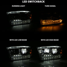 Load image into Gallery viewer, 2009-2018-Dodge-Ram-1500-Led-Projector-Plank-Style-Switchback-H.L-Halo-Chrome-Amber-(Oe-Style)